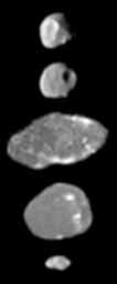 Jupiter small satellite montage：PIA02530